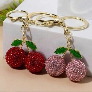 1 NWT Cherry Keychain Set with Gold Accents - Pink or Red